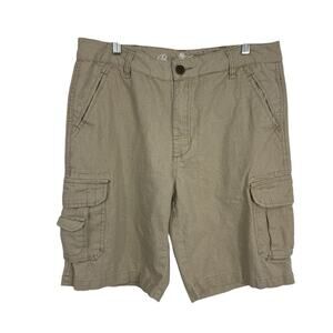 Paradise Collection Linen Blend 10" Cargo Shorts Mens size 32 Beige Hawaiian
